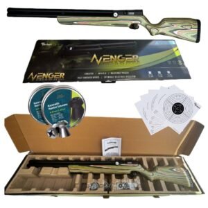 Rifle Pcp Avenger Con Pellets Cal .25 Culata Laminada Camuflaje Montaña Verde