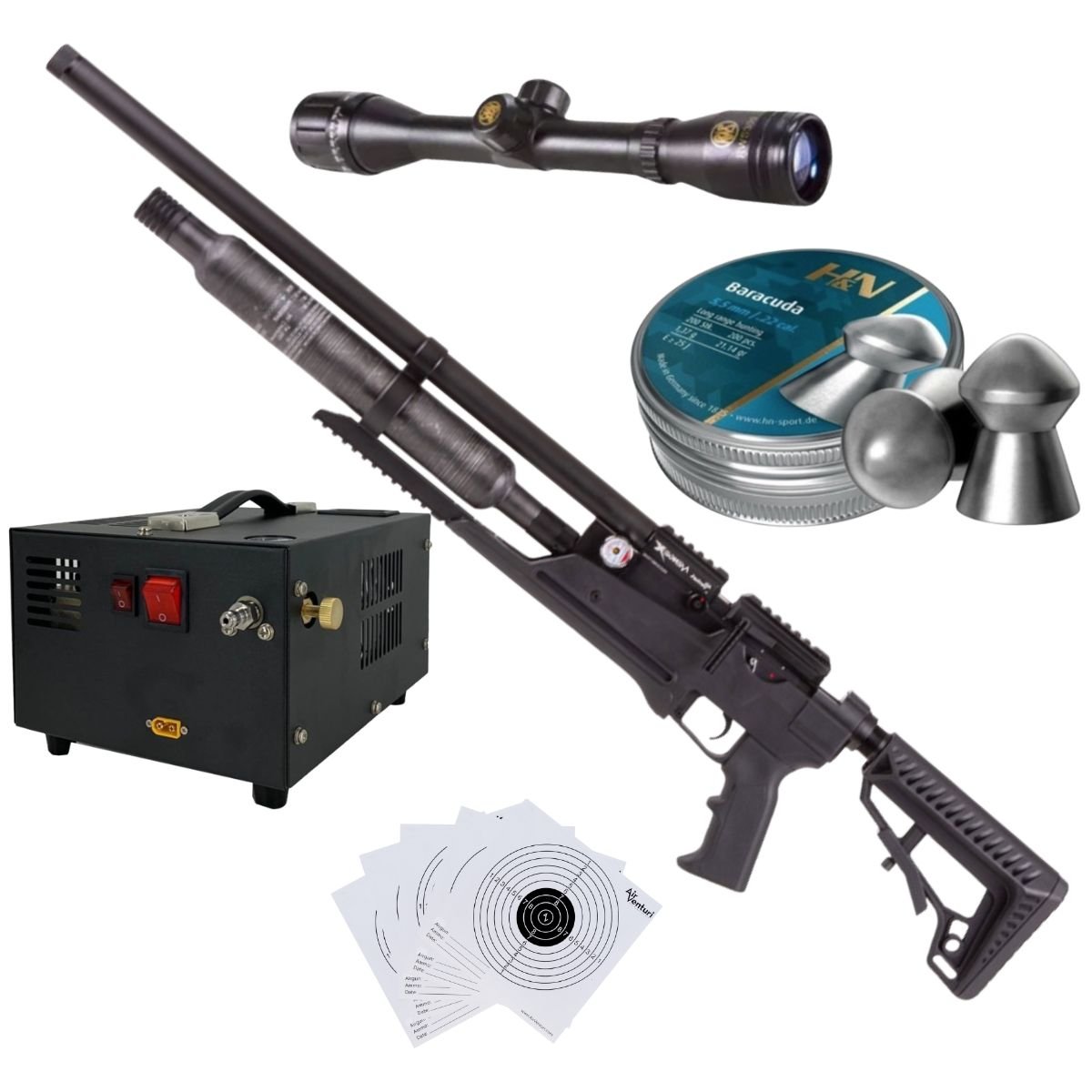 Rifle Air Venturi Avenge-X Tactical PCP .22 (5.5mm) BOTELLA 400cc Kit C/Compresor