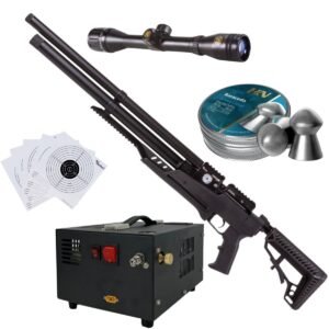 Rifle Air Venturi Avenge-X Tactical PCP .22 (5.5mm) TUBO 210cc Kit C/Compresor, pellets, mira, targets.