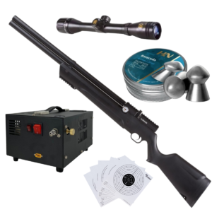 Rifle Avenger PCP Air Venturi Cal .22 Polímero Kit C/Compresor, Pellets, Mira, Targets.