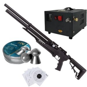 Rifle Air Venturi Avenge-X Tactical PCP .22 (5.5mm) TUBO 210cc Kit C/Compresor, pellets, targets.