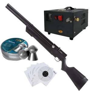 Rifle Avenger PCP Air Venturi Cal .22 Polímero Kit C/Compresor, Pellets, Targets.