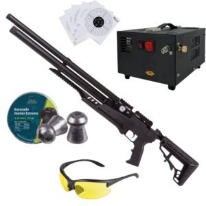 Rifle Air Venturi Avenge-x Tactical PCP .25 (6.35mm) TUBO 210cc Kit c/compresor, pellets, lentes, targets.