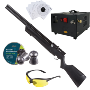 Rifle Avenger PCP Air Venturi Cal .25 Polímero Kit C/Compresor, Pellets, Lentes, Targets.