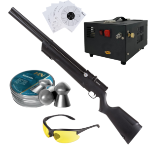 Rifle Avenger PCP Air Venturi Cal .22 Polímero Kit C/Compresor, Pellets, Lentes, Targets.