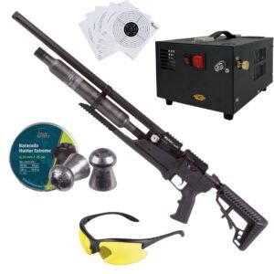 Rifle Air Venturi Avenge-X Tactical PCP .25 (6.35mm) BOTELLA 400cc Kit C/Compresor, pellets,  lentes, targets.