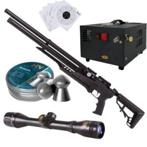 Rifle Air Venturi Avenge-X Tactical PCP .22 (5.5mm) TUBO 210cc Kit C/Compresor, pellets, mira, targets.