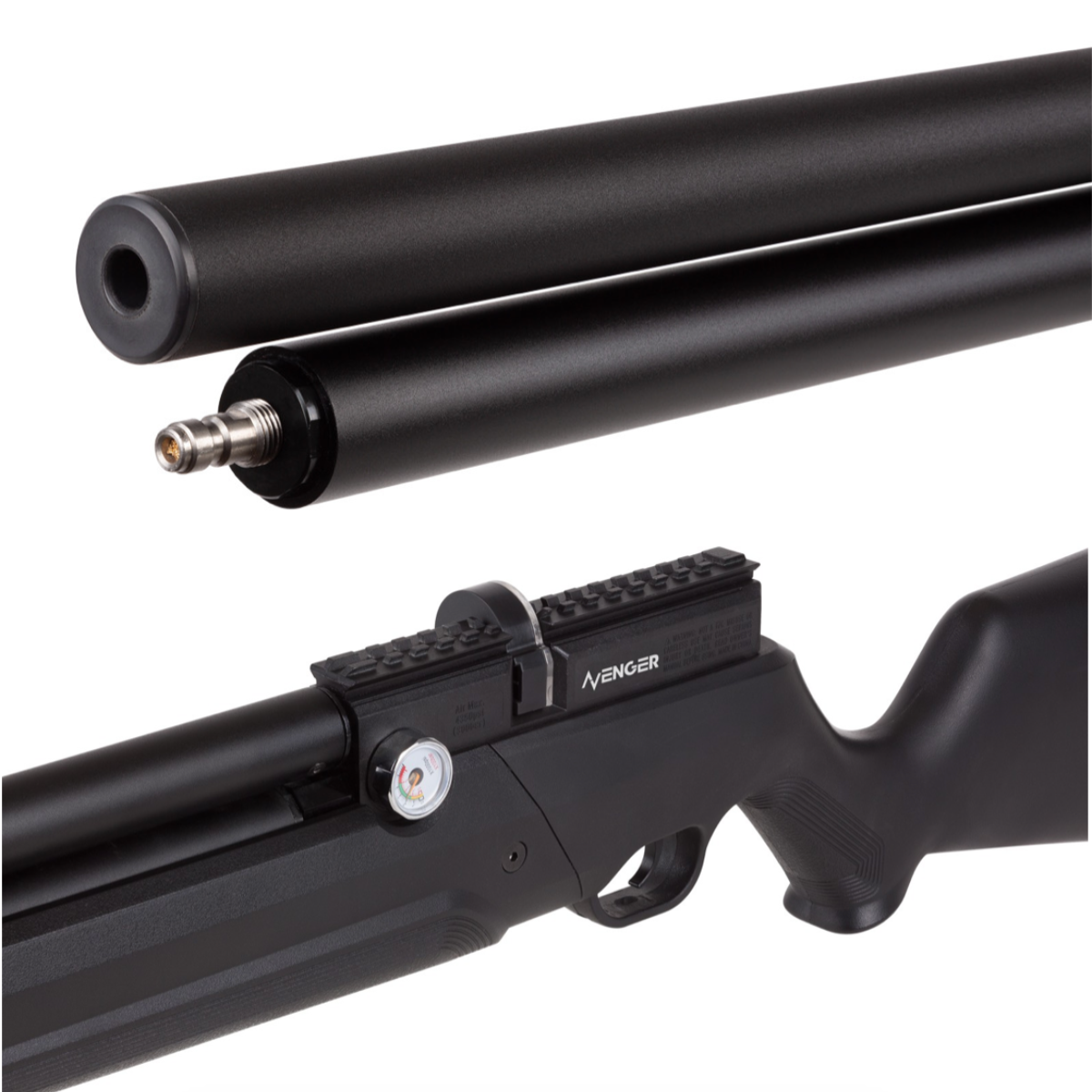 Rifle Avenger PCP Air Venturi Cal .22 Polímero Kit C/Compresor, Pellets, Mira, Lentes, Estuche, Targets - Image 4