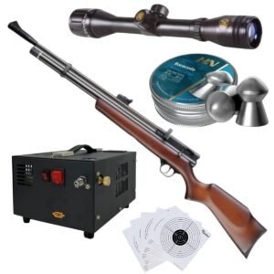 Rifle de Aire Beeman  Chief II 1328 .22 PCP Compresor, Pellets, Mira, Targets.
