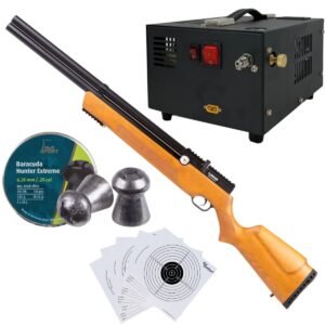 Rifle Air Venturi Avenger Madera Regulado PCP .25 Kit C/Compresor, Pellets, Targets.