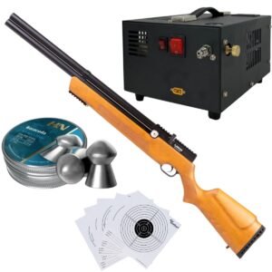Rifle Air Venturi Avenger Madera Regulado PCP .22 Kit C/Compresor, Pellets, Targets.