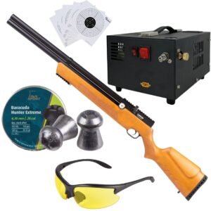 Rifle Air Venturi Avenger Madera Regulado PCP .25 Kit C/Compresor, Pellets, Lentes, Targets.
