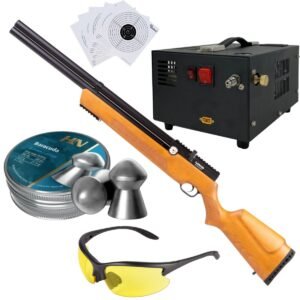 Rifle Air Venturi Avenger Madera Regulado PCP .22 Kit C/Compresor, Pellets, Lentes, Targets.