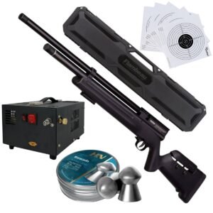 Rifle Barra Aire PCP .22 1100Z Compresor, Pellets, Estuche, Targets