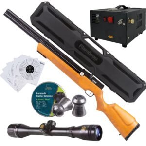 Rifle Air Venturi Avenger Madera Regulado PCP .25 Kit C/Compresor, Pellets, Estuche, Mira, Targets.