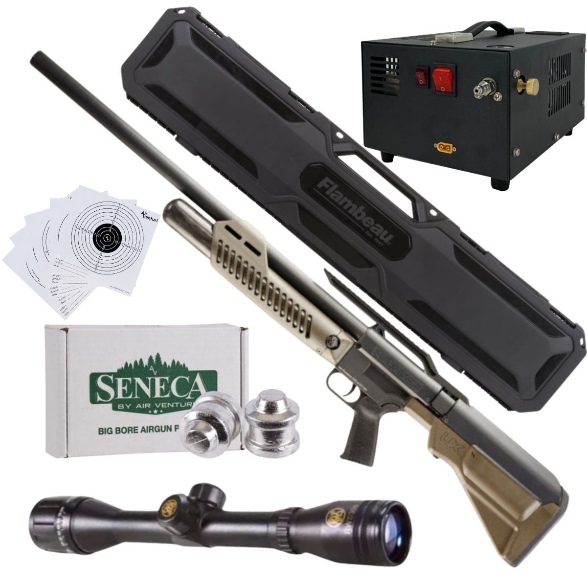 Rifle Umarex Hammer Cal .50 Pcp Aire Comprimido, Compresor, Pellets, Estuche, Mira, Targets.