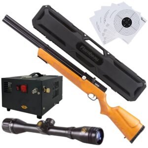 Rifle Air Venturi Avenger Madera Regulado PCP .22 Kit C/Compresor, Estuche, Mira, Targets.