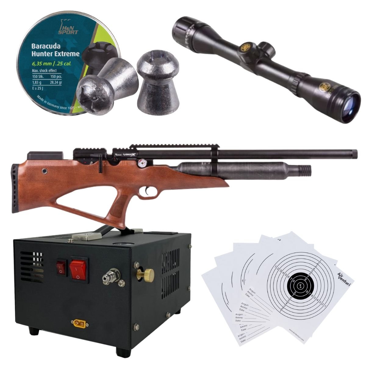 Rifle Avenge X Bullpup Botella Madera 400cc c/compresor, pellets, mira, targets. - Image 2