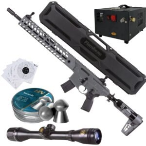 Rifle PCP Sig Sauer MCX Virtus .22 c/compresor, pellets, estuche, targets.