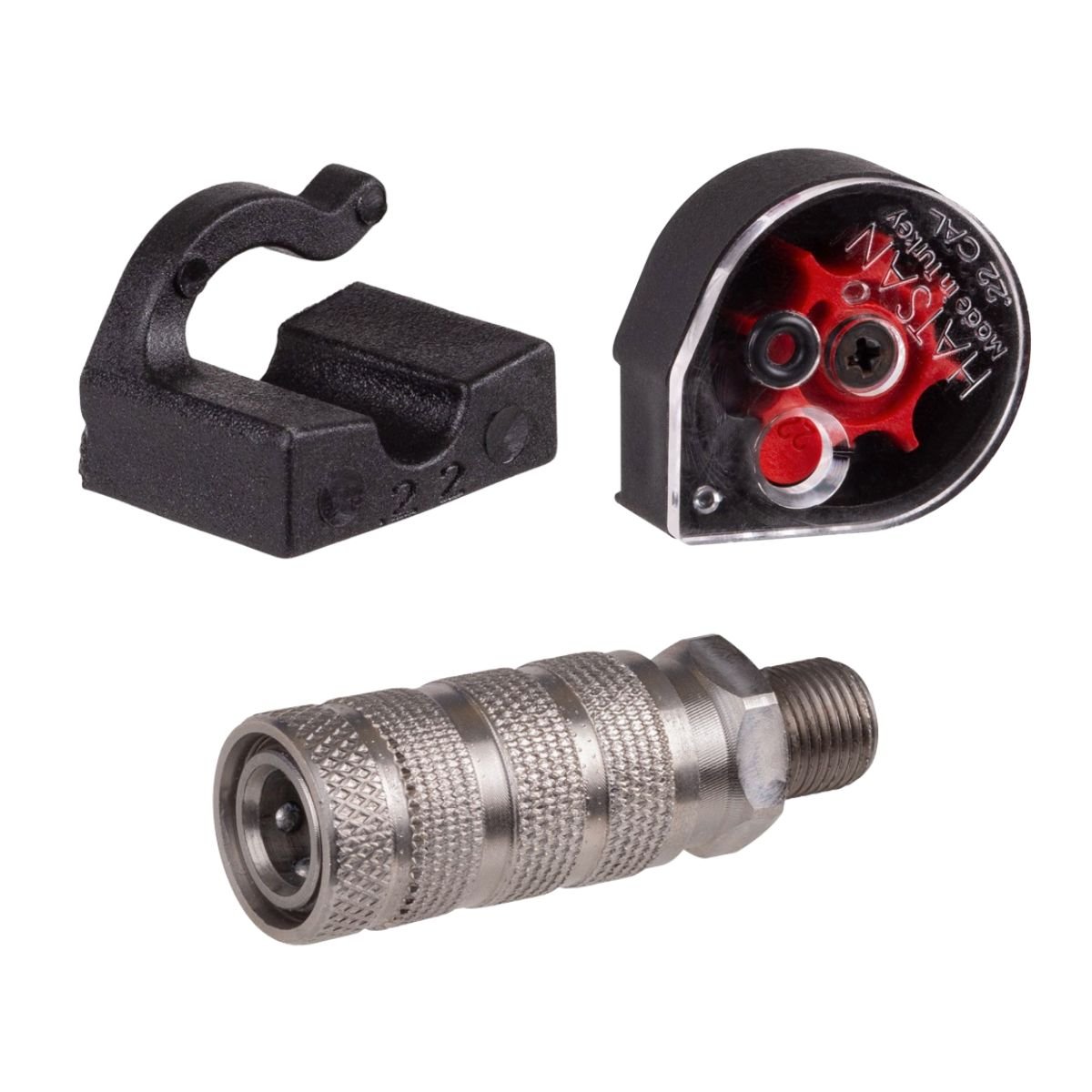 Pistola PCP .22 Convertible Hatsan Jet II c/compresor, pellets, estuche, mira, targets. - Image 2