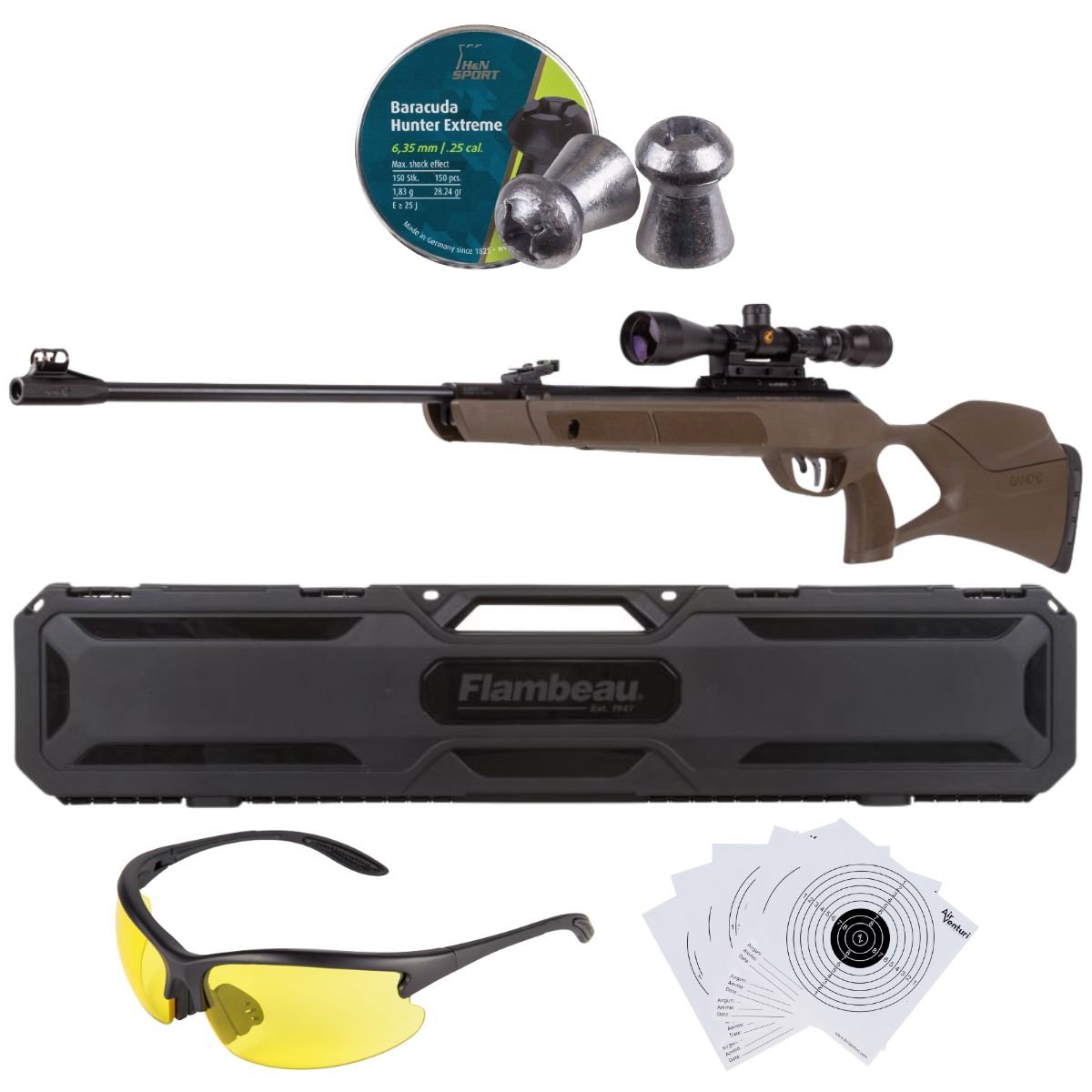Rifle de Aire Magnum GR Breakbarrel .25 c/pellets, mira, lentes, estuche, targets. - Image 2