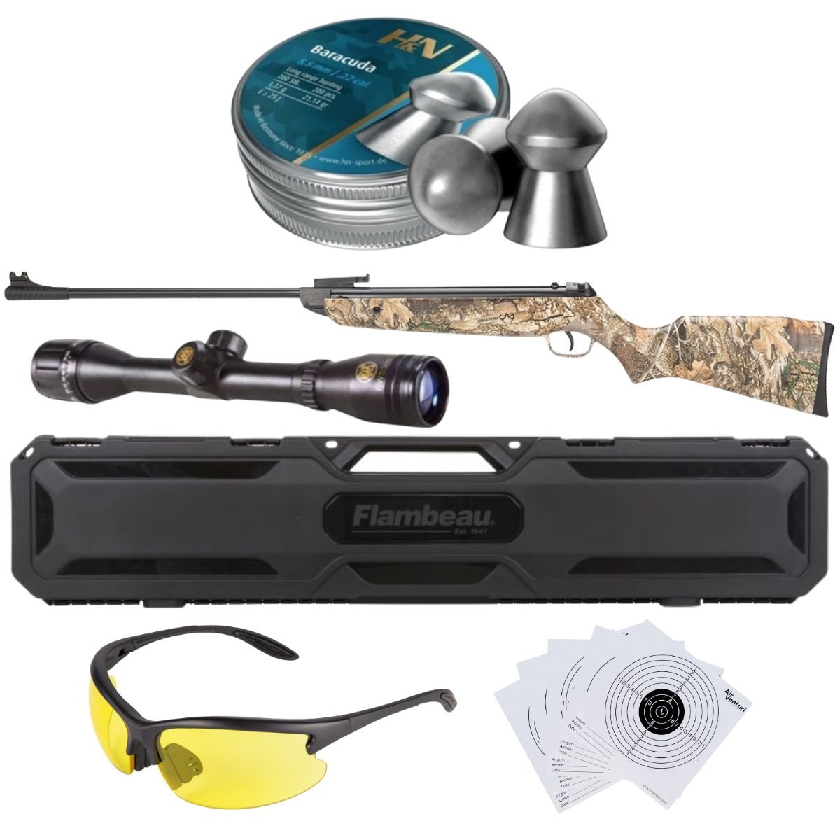 Rifle Lancer Tactical LTA-01RT Camuflaje Breakbarrel .22 c/pellets, mira, lentes, estuche, targets. - Image 2