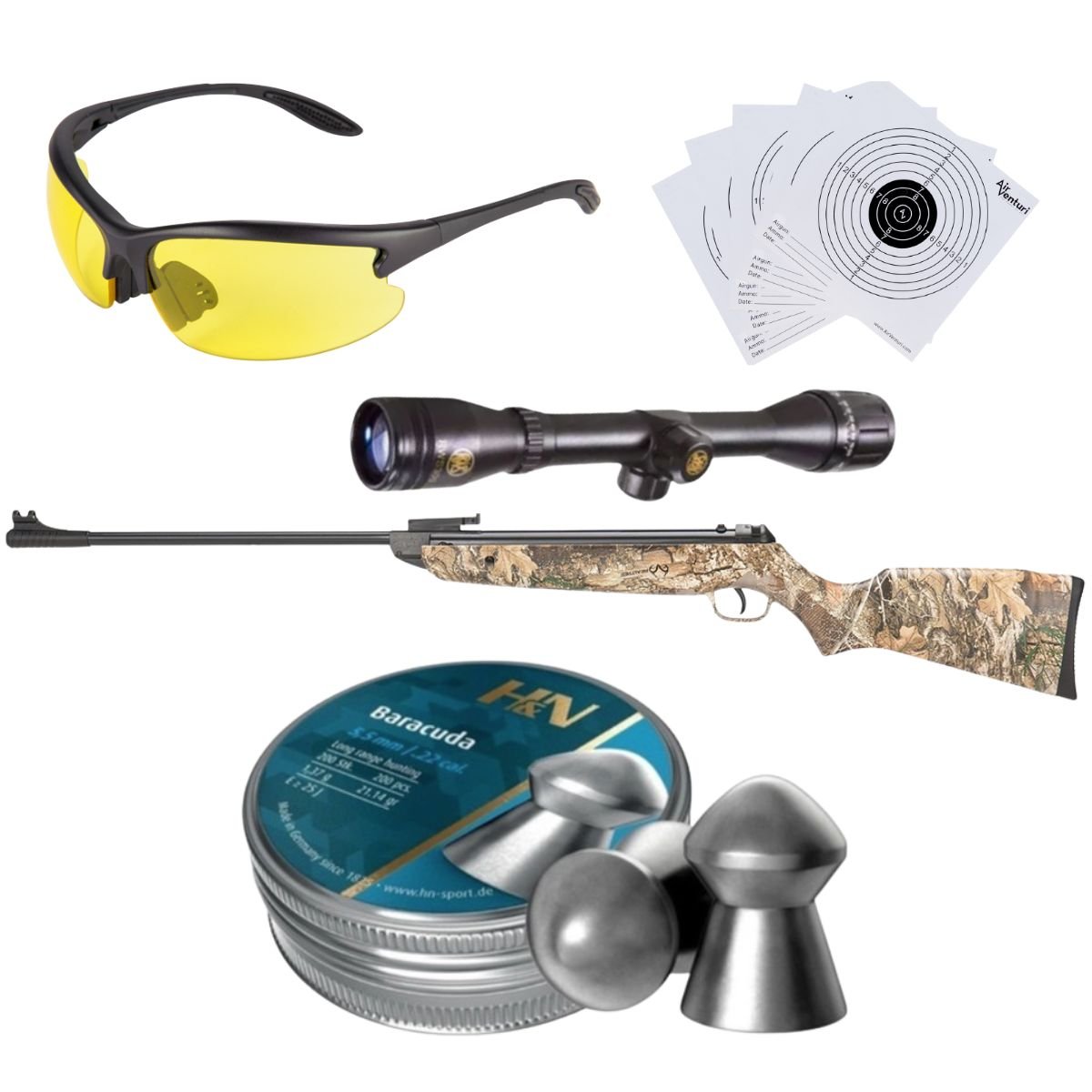 Rifle Lancer Tactical LTA-01RT Camuflaje Breakbarrel .22 c/pellets, mira, lentes, targets. - Image 2