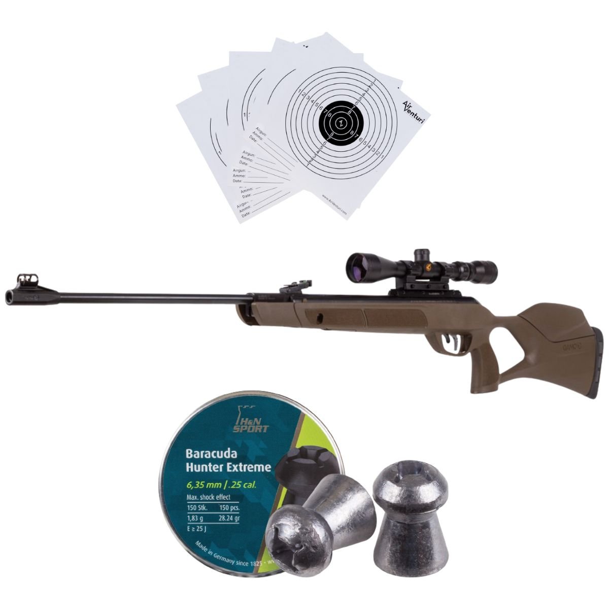 Rifle de Aire Magnum GR Breakbarrel .25 c/pellets, mira, targets. - Image 2