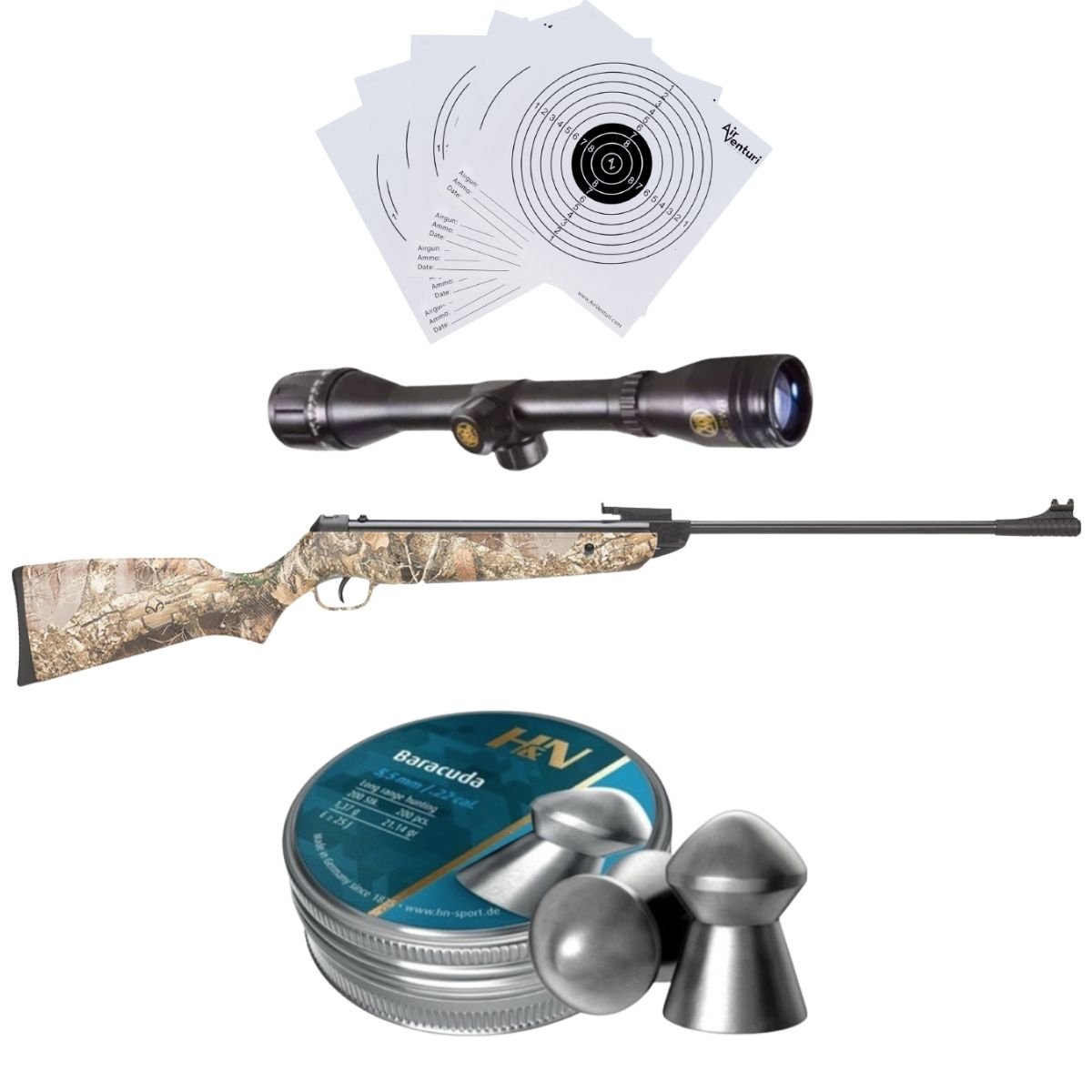 Rifle Lancer Tactical LTA-01RT Camuflaje Breakbarrel .22 c/pellets, mira, targets. - Image 2