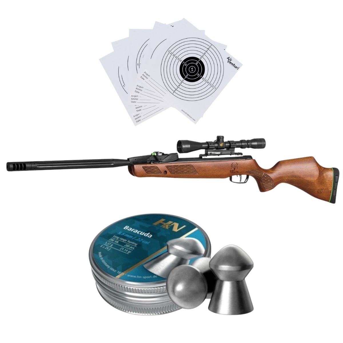 Rifle Gamo Bone Collector 10x .22 Gen 3 Kit C/pellets, mira, targets. - Image 2