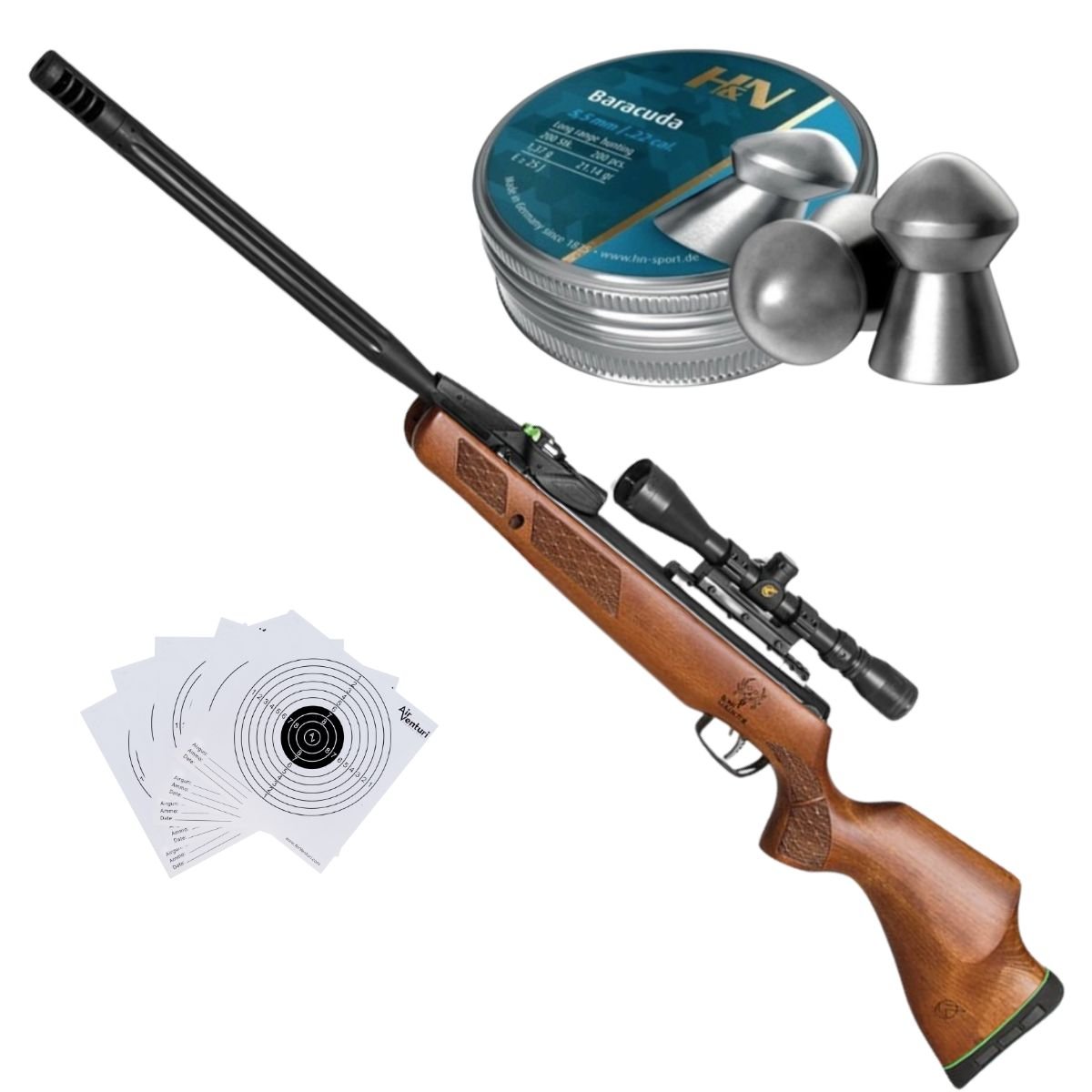 Rifle Gamo Bone Collector 10x .22 Gen 3 Kit C/pellets, mira, targets.
