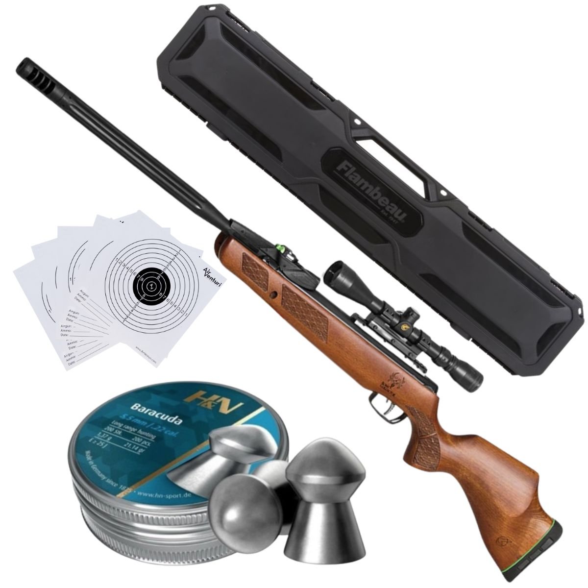 Rifle Gamo Bone Collector 10x .22 Gen 3 Kit C/pellets, estuche, mira, targets.