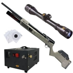 Rifle PCP Umarex Gauntlet SL .22 c/compresor, mira, targets.