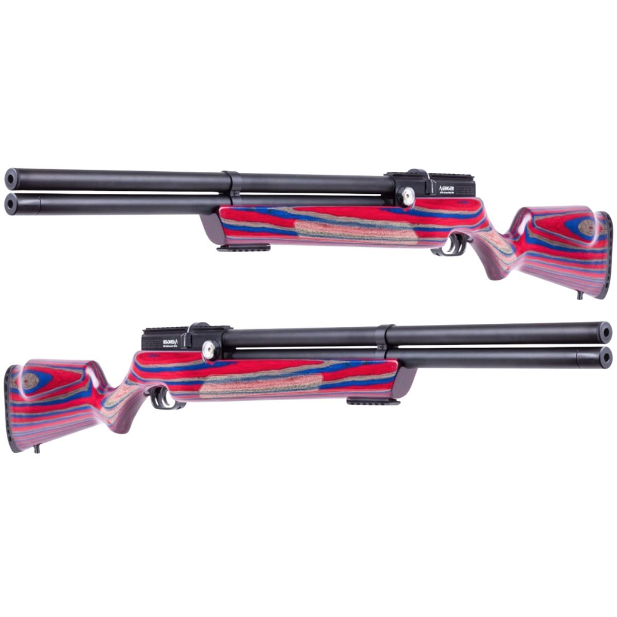 RIFLE PCP AIR VENTURI AVENGER ROJO/AZUL .22 c/compresor, estuchce, mira, targets. - Image 3