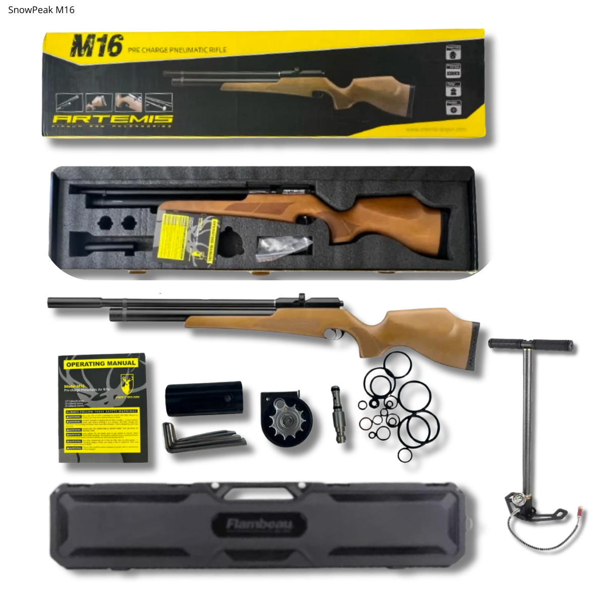 Rifle PCP SnowPeak M16 Cal. 5.5mm bomba y estuche - Image 2